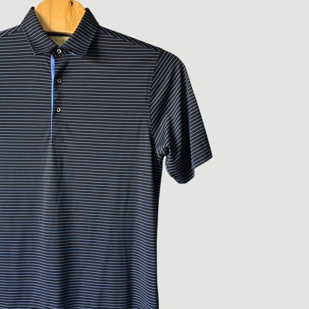 Donald Ross Sportswear Men's Polo Shirt Size M Navy Blue Stripe Golf Performance